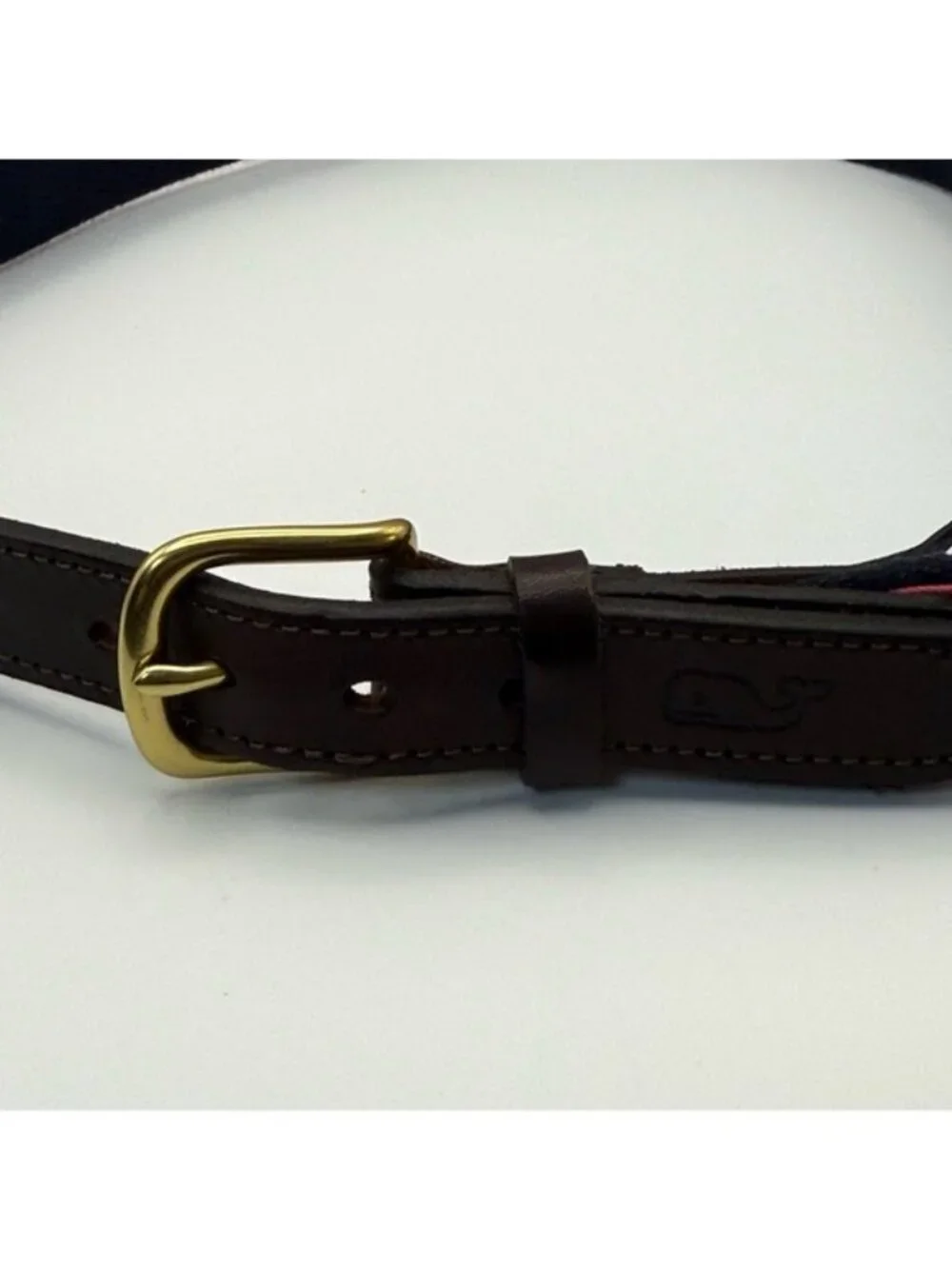 Vineyard Vines Pink Crab Print Canvas Leather Belt Size 28 Preppy Coastal